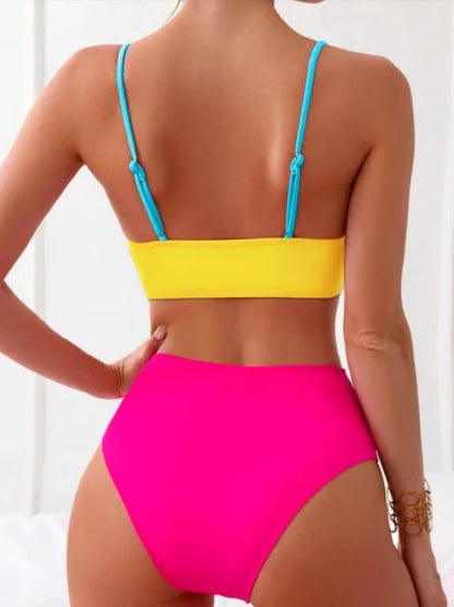 2026 New Patchwork Two-Piece bikini Swimsuit Sexy Women Tight Hollow Swimsuit Backless Swimwear Cross Push Up Beach Bathing Suit