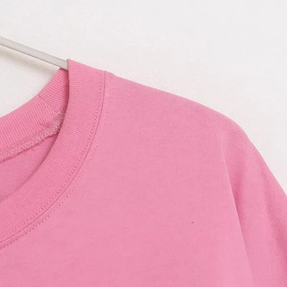 Disney World Letter Mickey Mouse Cartoon Print Embroidery Flares Pearl Pink Sweatshirt Sweet Women Long Sleeve Loose Jumper Tops