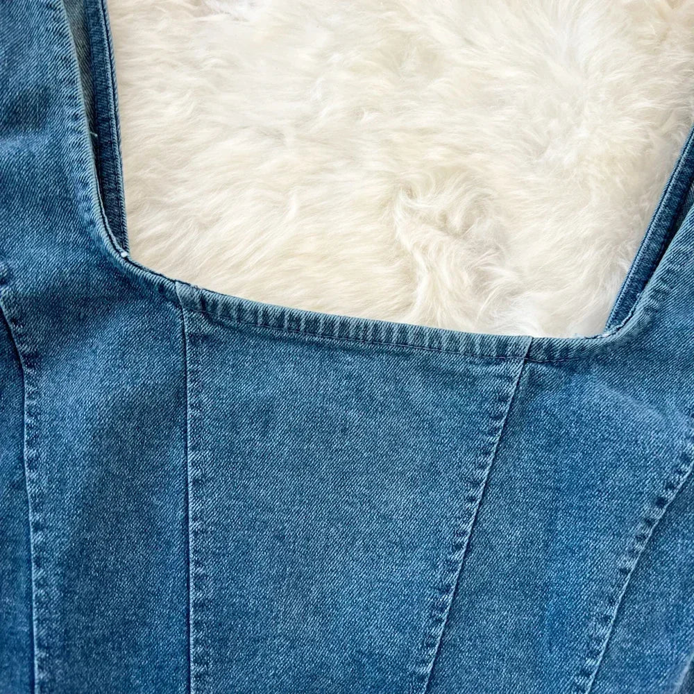 Vintage Denim Tanks Camis for Women Almighty Casual Sleeveless Zipper Spliced Femme Corset Crop Tops Elegant Chic Tank Camisoles