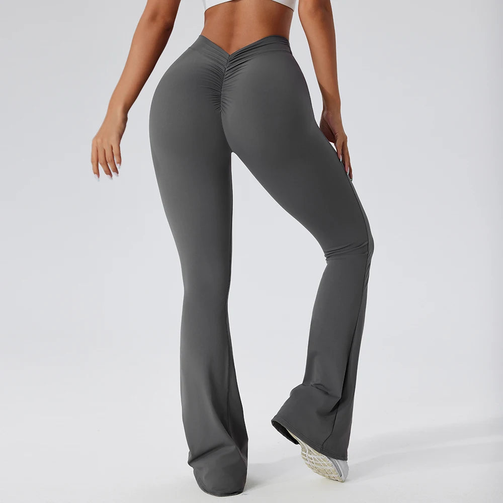 Sexy Sports Leggings Women V Back Scrunch Flares Leggings High Waist Yoga Flares Pants Push Up Gym Leggings Women Yoga Clothes