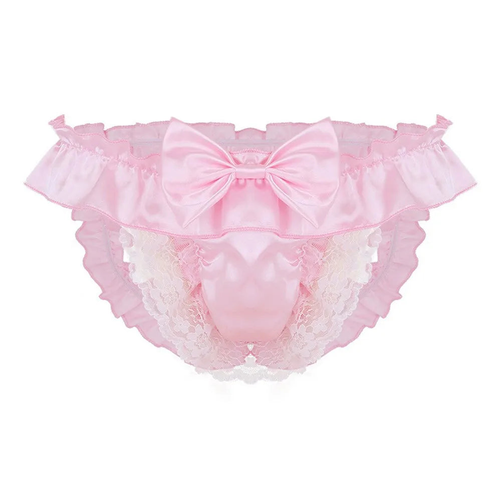 Men Sexy Hollow underpants men Exposed Buttocks Thong Briefs sexy toy mens Panties Sissy Underwear Bowknot Thongs sissy Thongs