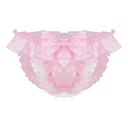 Men Sexy Hollow underpants men Exposed Buttocks Thong Briefs sexy toy mens Panties Sissy Underwear Bowknot Thongs sissy Thongs