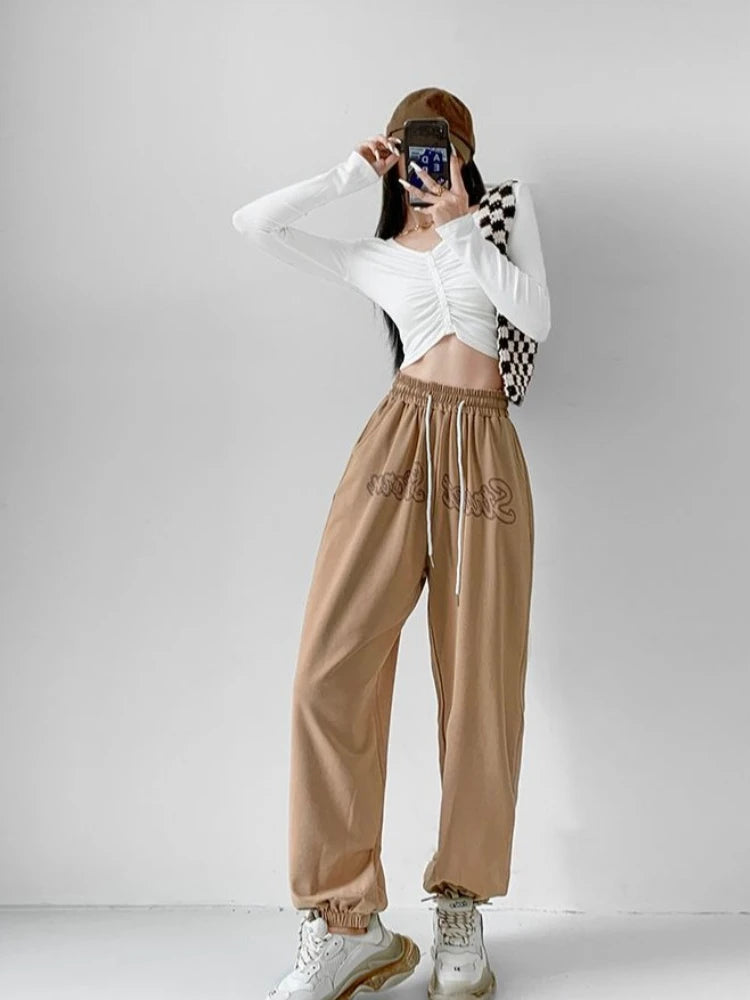 Floral Print Women's Dance Pants Hip Hop Joggers Loose Fit Trousers for Jazz Sportswear