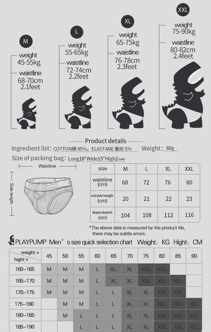 1/3Pcs Breathable Cotton Men Underwear Sexy Bikini Panties Underpants Large Crotch Pouch Mens Briefs with Front and Back Cutouts