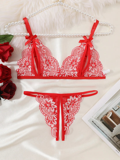 Women Floral Underwear Set, Bra And Thong Sets, Women Clothing, Valentine's Day Gift