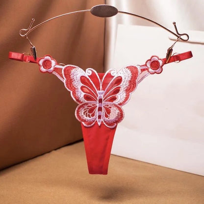 Women's Panties Fashion Sexy Lace Thong Women Butterfly Embroidery Panties Transparent Briefs Panty