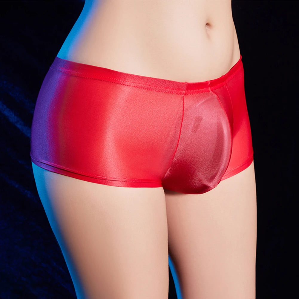 Daily Men Underwear Briefs Shiny Oily Shorts Solid Stretch Underpants Breathable Comfortable Elastic Glossy