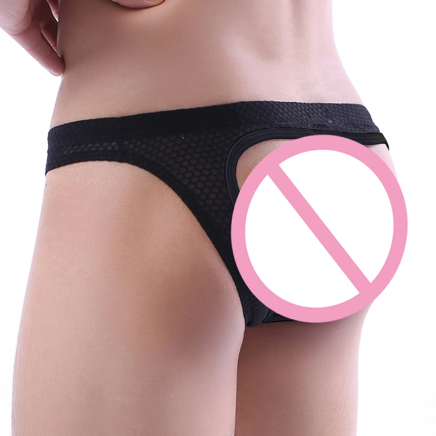 Sexy Men Underpants Thong Jock Strap Man Underwear G String Jockstrap Anal Mesh Buttocks Panties Open Butt Hollow Cueca Hombre