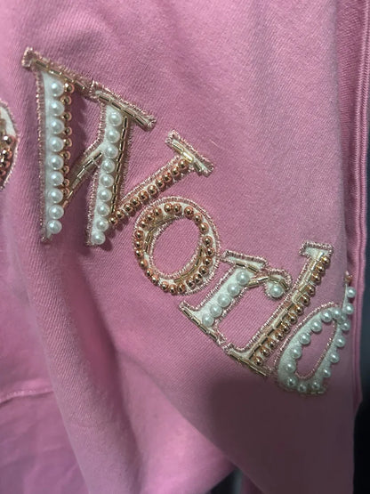 Disney Pink Disneyland Letter Embroidery Cartoon Sequins Pearl Cute Print Sweatshirt Glitter Women Jumper Fleece Pullover Unisex
