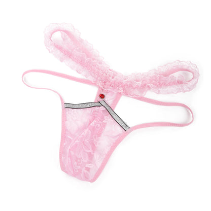 Men Sexy Thong Lace Sheer Underwear Tanga Hombre Man Panties Sissy Erotic Lingerie G String Ultra-Thin Rhinestone Underpants