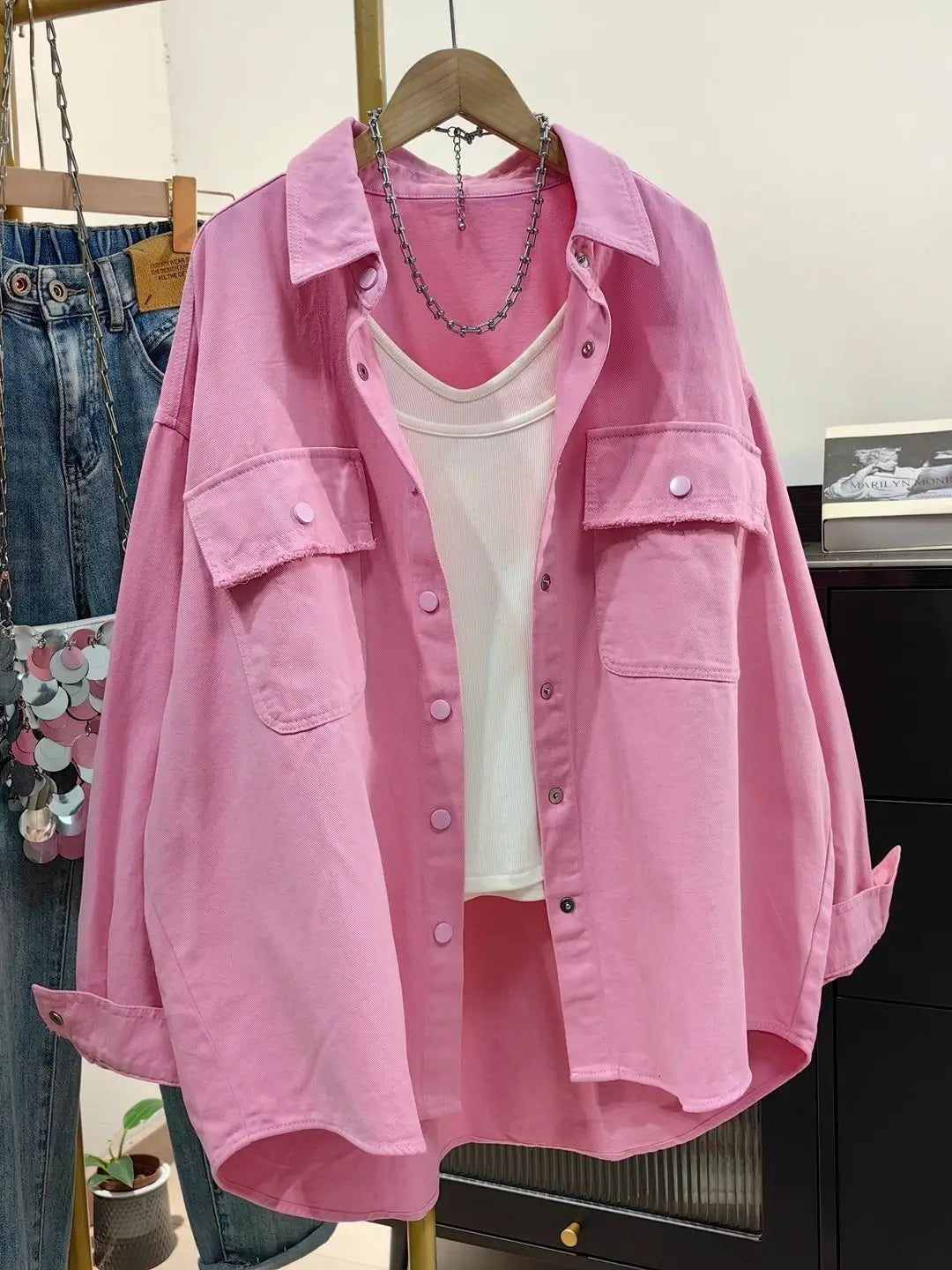 Loose Casual Denim Workwear Jacket Women's Spring Autumn New Version Large Size Shirt Lazy Minimalist Versatile Shirt