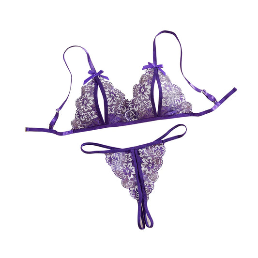 Women Floral Underwear Set, Bra And Thong Sets, Women Clothing, Valentine's Day Gift