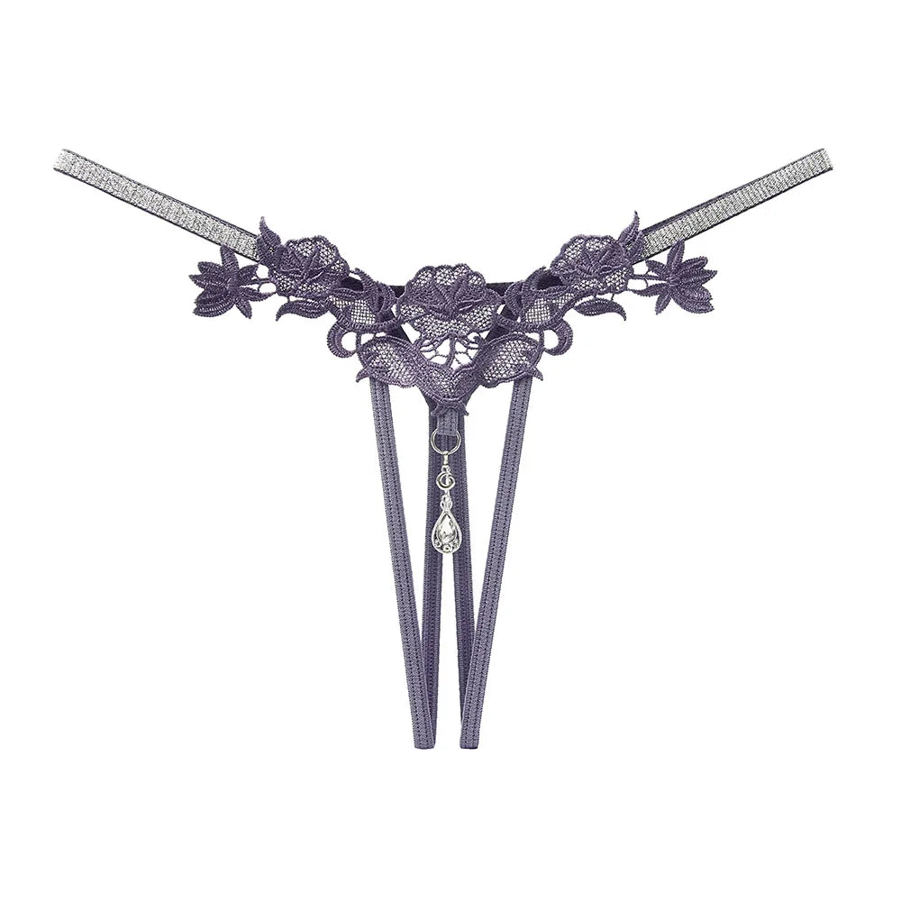 Women Sexy Jewelry Diamond Seductive Erotic Thong G-String Perspective Hollowed Out Embroidery Sexy Underwear Girlfriends Gifts
