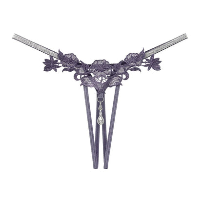 Women Sexy Jewelry Diamond Seductive Erotic Thong G-String Perspective Hollowed Out Embroidery Sexy Underwear Girlfriends Gifts