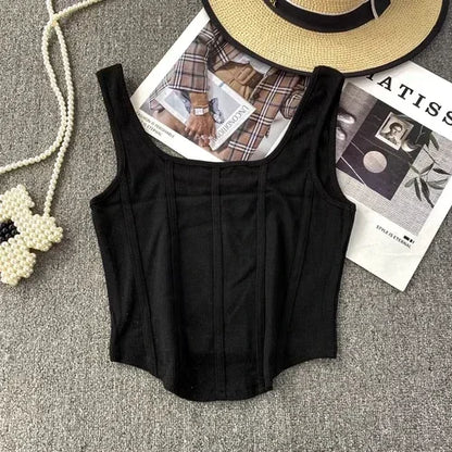 Vintage Denim Tanks Camis for Women Almighty Casual Sleeveless Zipper Spliced Femme Corset Crop Tops Elegant Chic Tank Camisoles