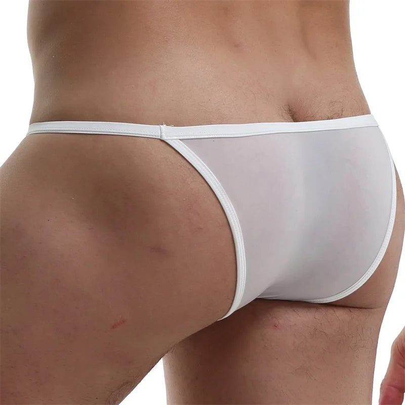 CLEVER-MENMODE Men's Sexy Lingerie Penis Bag Mini Underwear Ultra-Thin Transparent Panties Bikini Briefs Gay G-string Suspenders