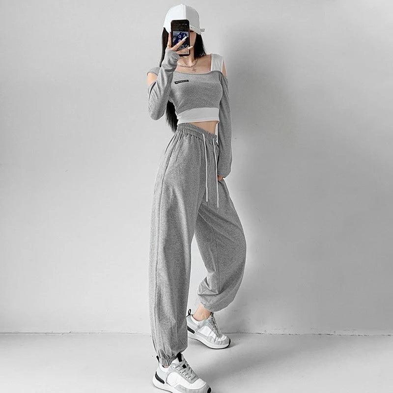 Floral Print Women's Dance Pants Hip Hop Joggers Loose Fit Trousers for Jazz Sportswear