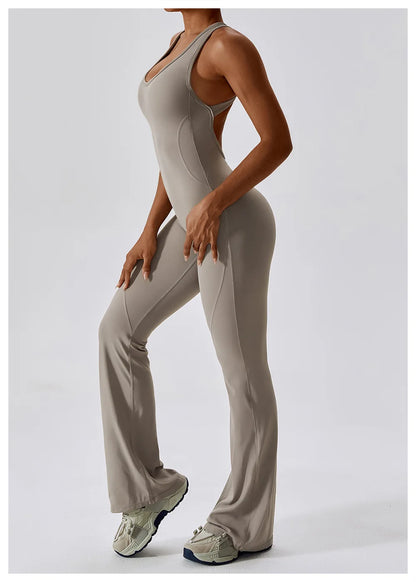 Solid Yoga Jumpsuit One Piece Outfit Fitness Bodysuit Workout Clothes for Women Sportwear Women Buttock lifting Set Activewear
