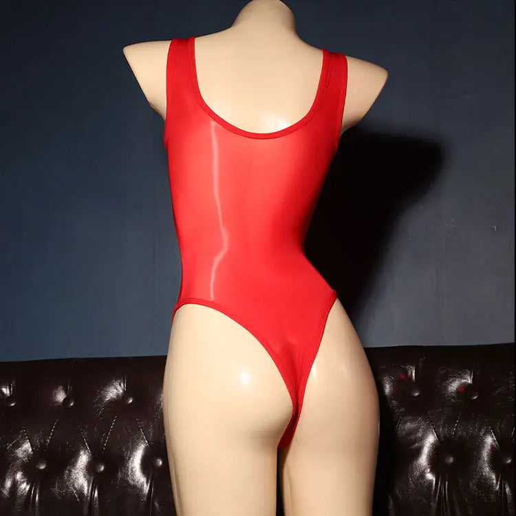 Full Transparent Bodysuits Gay Men Oils Shiny Smooth Jumpsuits Sissy Sheer Mesh Swimsuit Cross-dresser Glossy Erotic Lingerie