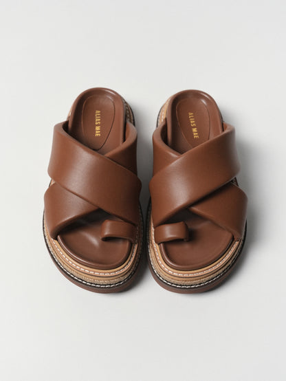 Summer classic leather cross strap toe cover, personalized and comfortable height increasing sandals