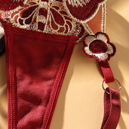 Women's Panties Fashion Sexy Lace Thong Women Butterfly Embroidery Panties Transparent Briefs Panty