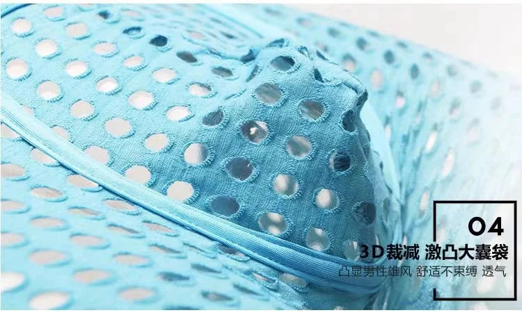 Breathable Mesh Men's Underpants Sexy Man Big Penis Pouch Boxers Summer Hollow Net Slip Briefs for Men Large