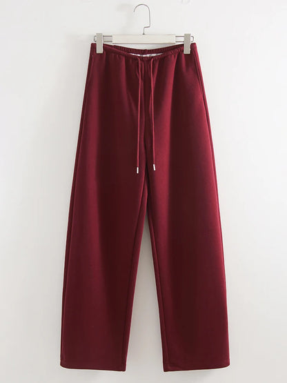 Butter Yellow Sport Sweatpants Women Wide Leg For Summer Basic Women's Pants And Trousers Cotton Baggy Red Pants Woman Joggers