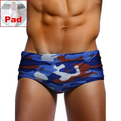 Sexy Swimming Trunks Mens Camouflage Swim Boxer Briefs Swimwear Young Man Swimsuit Beach Surfing Bathing Suit Shorts Zwembroek