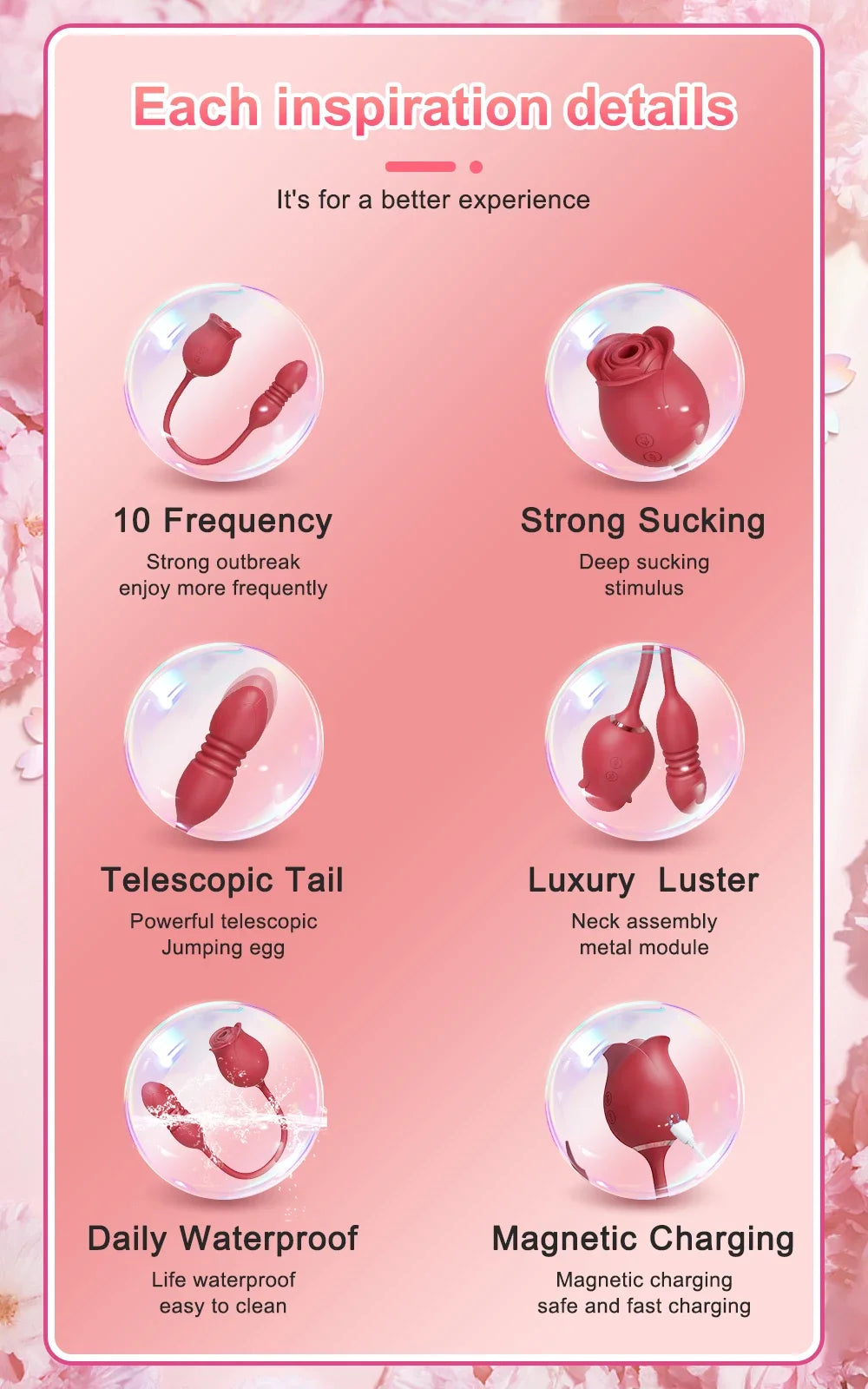 Rose-Sucking Sex Toys Dildo Vibrator for Women 3in1 Thrusting G Spot Anal Vibrators Stimulator Female Vibrating Egg Adult Toys