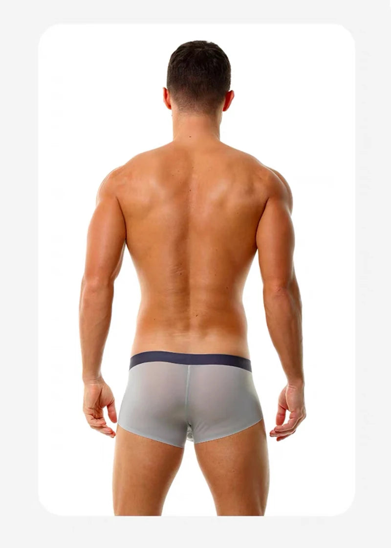 New Ultra-thin Quick Dry Mens Boxer Shorts Ice Silk Man Panties Seamless Sexy Underwear U Bulge Pouch Male Breathable Underpants