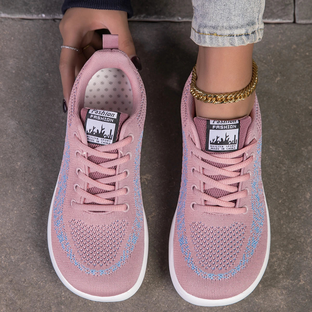 Pink Casual Women's Wide Toe Shoes Women Sport Fashion Platform Sneakers Ladies Flats Running Shoes Mesh Jogging Tennis