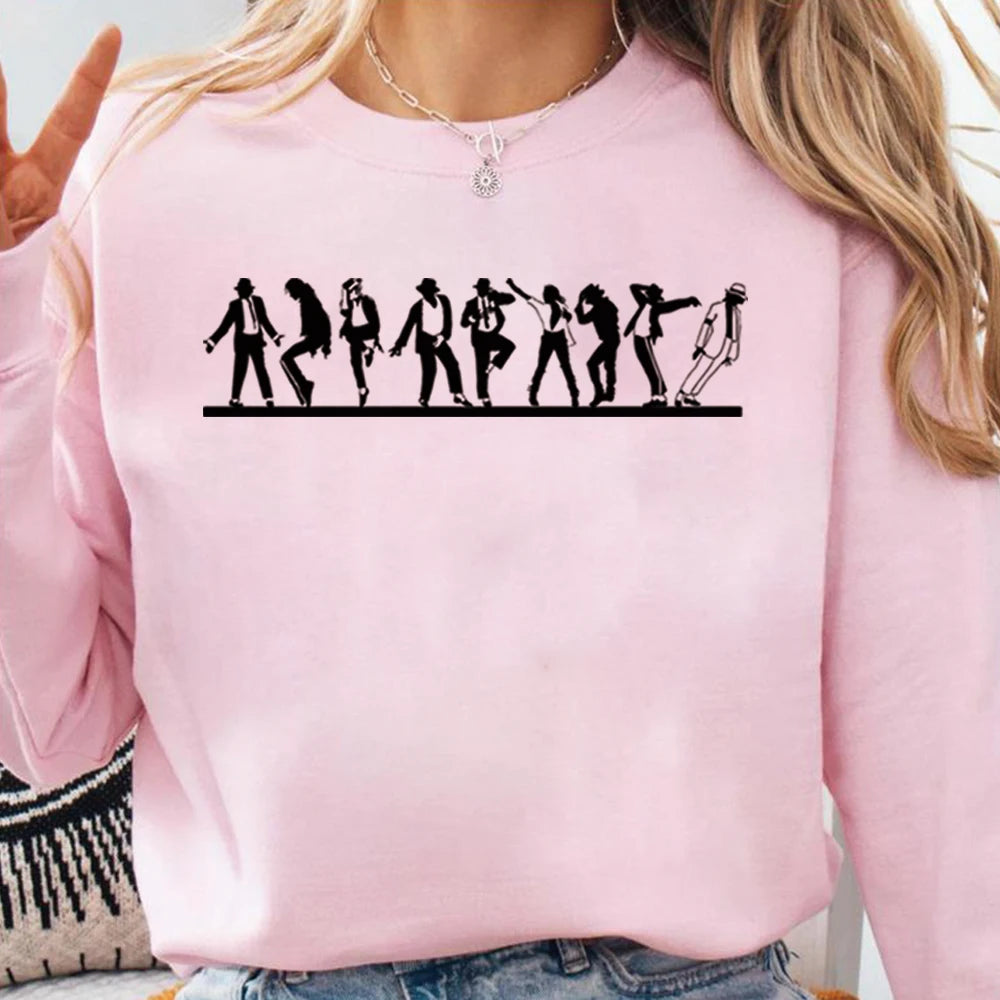 Retro MJ Dance Evolution Sweatshirt King of Pop Graphic Pullover Dance Graphic Shirt Unisex Long Sleeve Sweatshirts Fans Gift