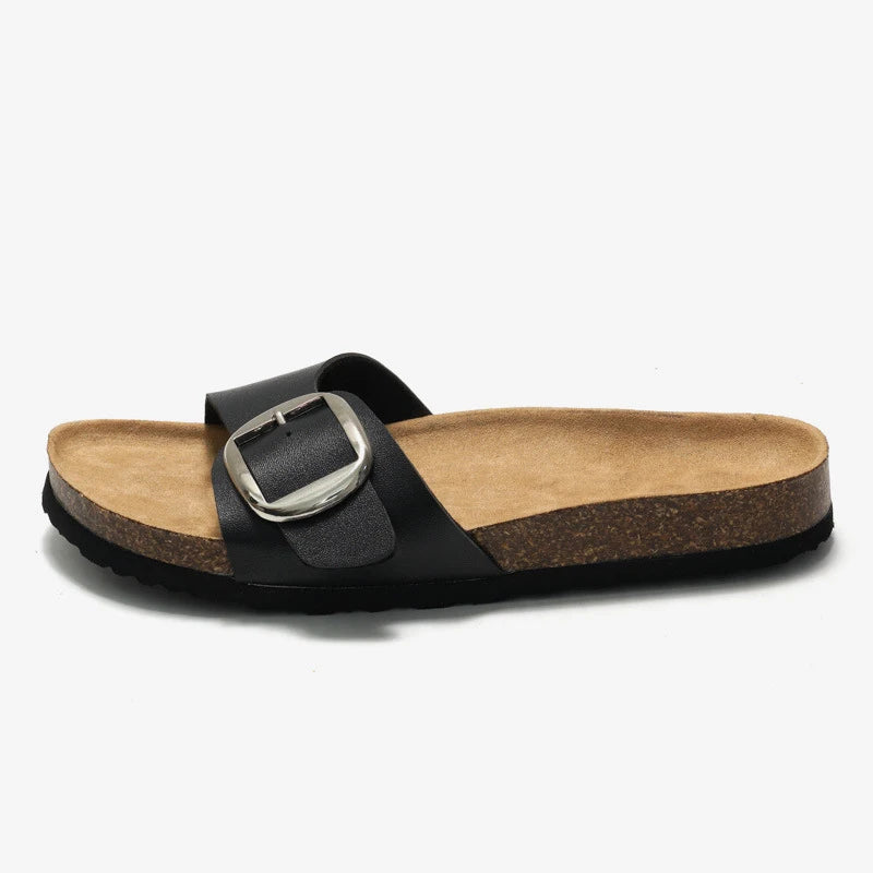 New Women Cork Clogs Slippers Cork Footbed Beach Sandals Outdoor Suede Clogs Sandals With Adjustable Buckle