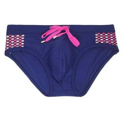 Men Summer Swim Briefs Low-rise Drawstring Sexy Swimming Briefs Dot Stitching Print Swimming Trunks Swimwear 남성 수영 팬티