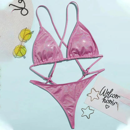 2025 New Sexy Swimsuit Women One Piece Bikinis Halter Thong Monokini Swimwear Mini Bathing Suit