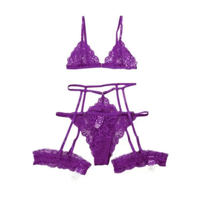 Ladies Fashion Plus Size Lingerie Sleepwear Women Lace Nightie Babydoll Mesh Sexy Nightwear Underwear Bra And Briefs Garter Sets