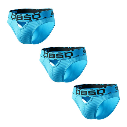 1/3Pcs Breathable Cotton Men Underwear Sexy Bikini Panties Underpants Large Crotch Pouch Mens Briefs with Front and Back Cutouts