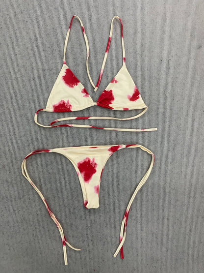 2026 New Women's Tie Dye Bikini Set Triangle String Thong Swimsuit Sexy Halter Beach Vacation Pool Bathing Suit