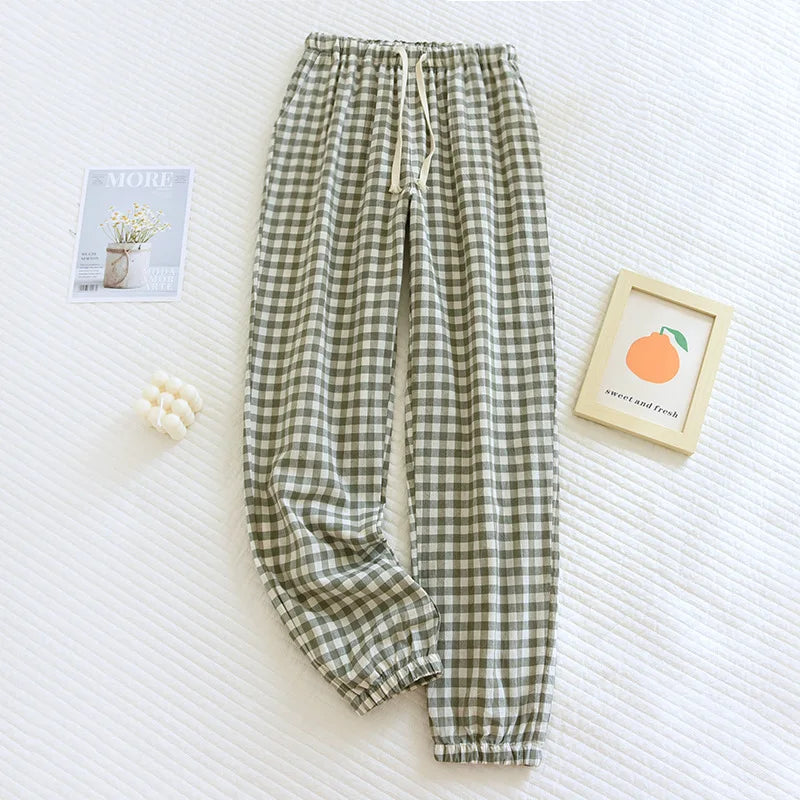 New Women's Casual Home Pants for Couple Plaid Sleepwear Pajama Pants Spring Summer Home Pants for Lovers Men Women Home Bottoms