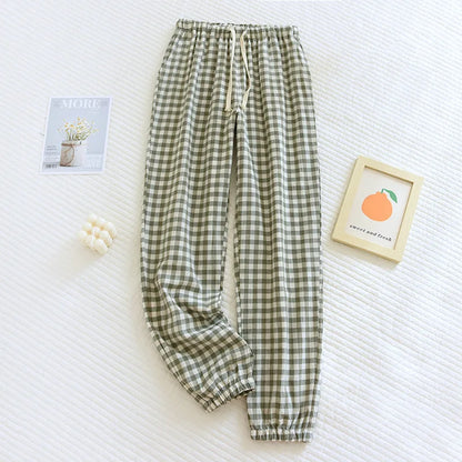 New Women's Casual Home Pants for Couple Plaid Sleepwear Pajama Pants Spring Summer Home Pants for Lovers Men Women Home Bottoms