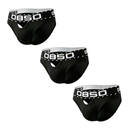 1/3Pcs Breathable Cotton Men Underwear Sexy Bikini Panties Underpants Large Crotch Pouch Mens Briefs with Front and Back Cutouts