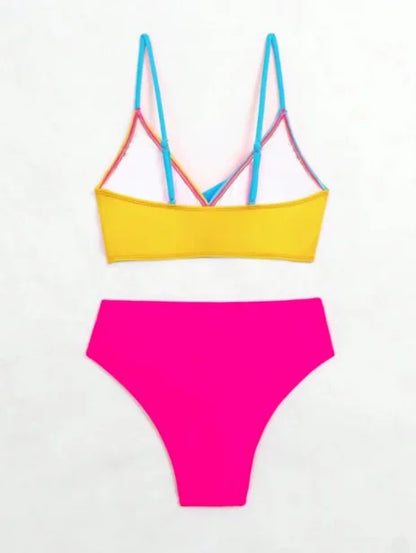 2026 New Patchwork Two-Piece bikini Swimsuit Sexy Women Tight Hollow Swimsuit Backless Swimwear Cross Push Up Beach Bathing Suit