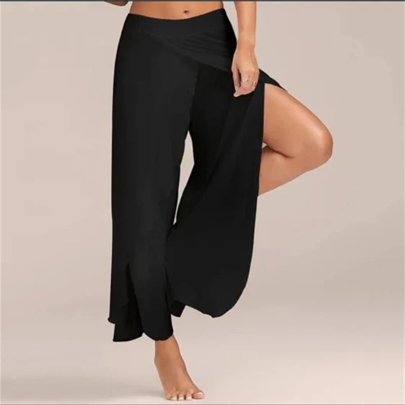 European and American Summer Women's Pants Sexy Cross Sexy Wide Leg Yoga Pants  Yoga pants