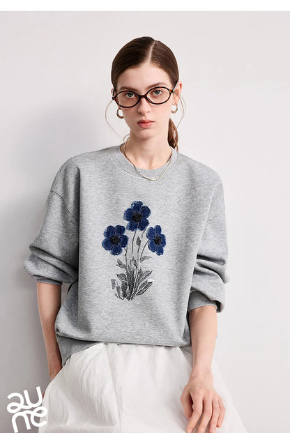 TOYOUTH Women Cotton Sweatshirt 2026 Spring New Knit Striped Turn-Down Collar Loose Unique Stylish Top