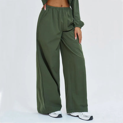 Sun Protection Wide Leg Yoga Pants Women Casual Sports Bell Bottom Pants High Waisted Fitness Pants Female Gym Workout Pants