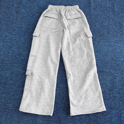 2026 Women‘s Wide Leg Cargo Pants  Elastic Waistband with Large Pockets Casual Fitness Sportswear Y2k Long Pants