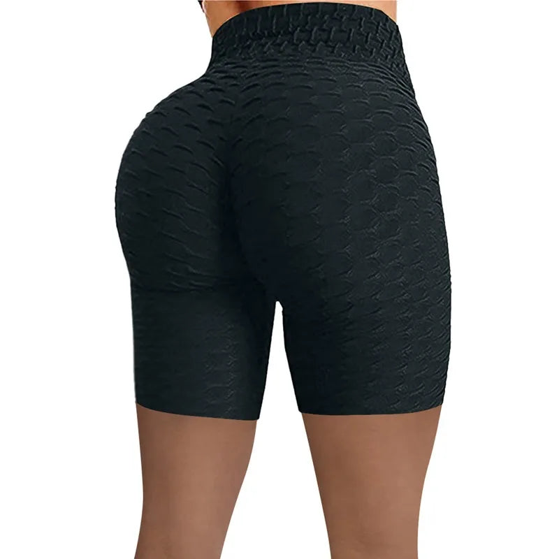 2026 Women's High Waist Bubble Sports Yoga Pants, Hip Lifting Slimming Elastic Five Point Shorts Outdoor Casual Shorts