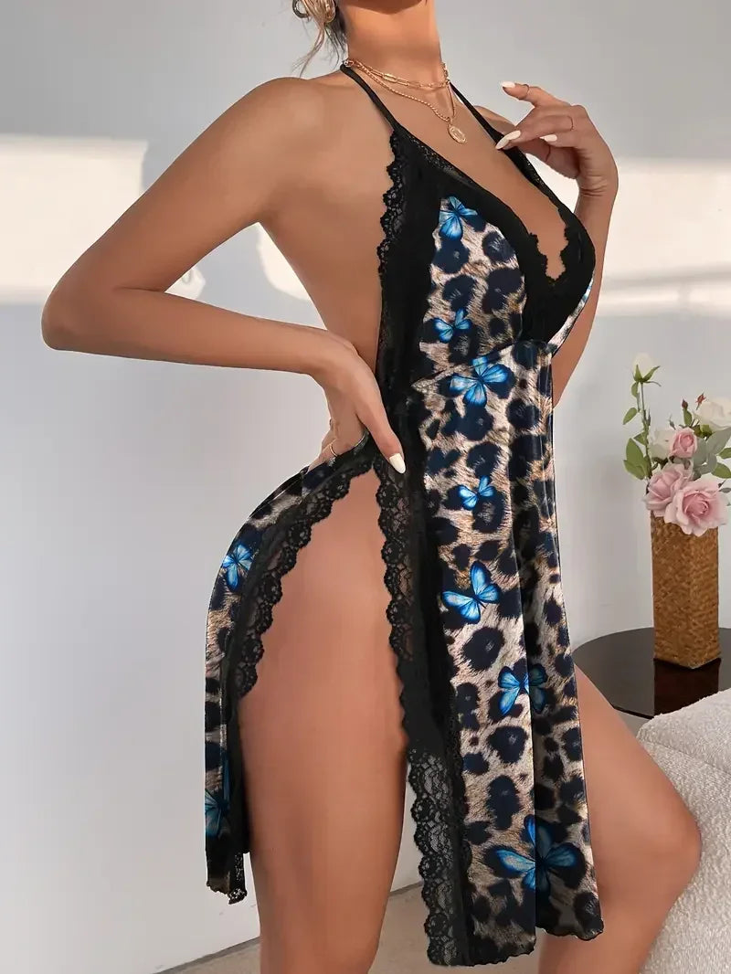Sexy Women's Underwear Large Size Loose Home Nightgown Slit Pajamas