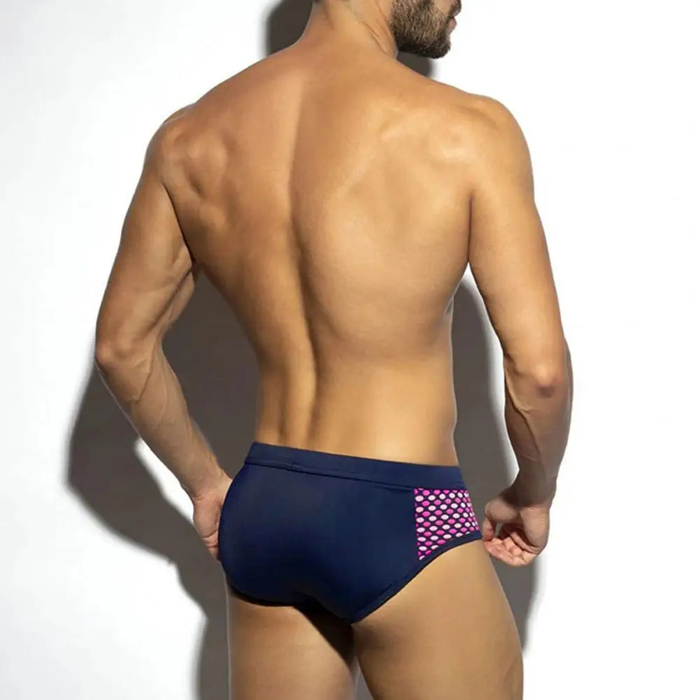 Men Summer Swim Briefs Low-rise Drawstring Sexy Swimming Briefs Dot Stitching Print Swimming Trunks Swimwear 남성 수영 팬티