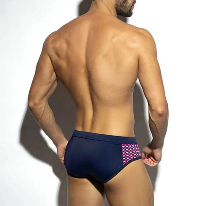 Men Summer Swim Briefs Low-rise Drawstring Sexy Swimming Briefs Dot Stitching Print Swimming Trunks Swimwear 남성 수영 팬티